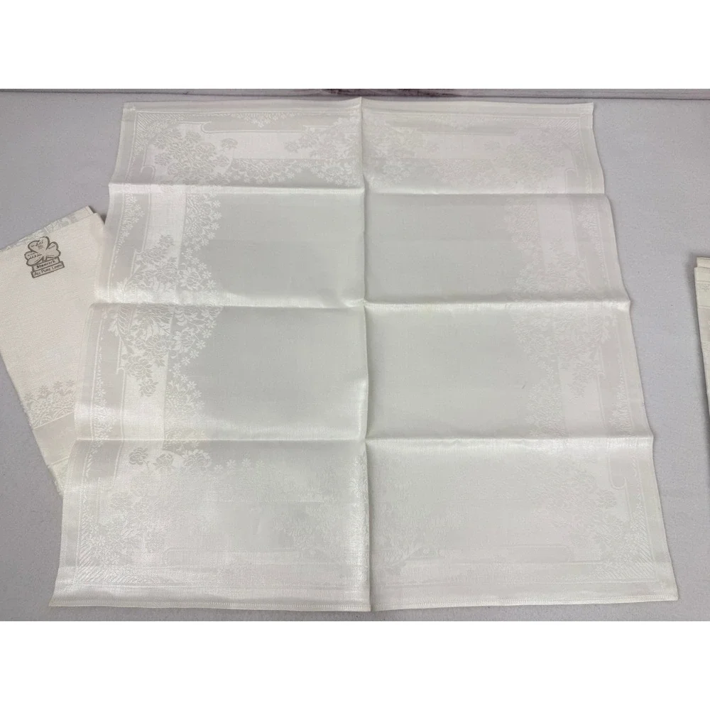 Shamrock All Pure Linen Napkins Made‎ in Ireland Set of 3 Damask Floral